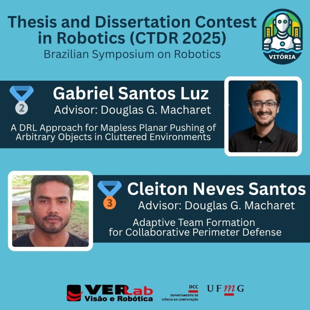 Alunos do Verlab/DCC são premiados no Concurso de Teses e Dissertações em Robótica