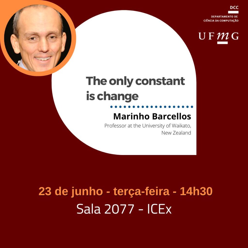 Professor Marinho Barcellos visita o DCC ministra palestra aberta sobre mudanças e segurança na Internet