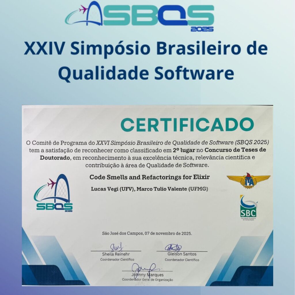 Doutor pelo DCC conquista segundo lugar nacional em Qualidade de Software