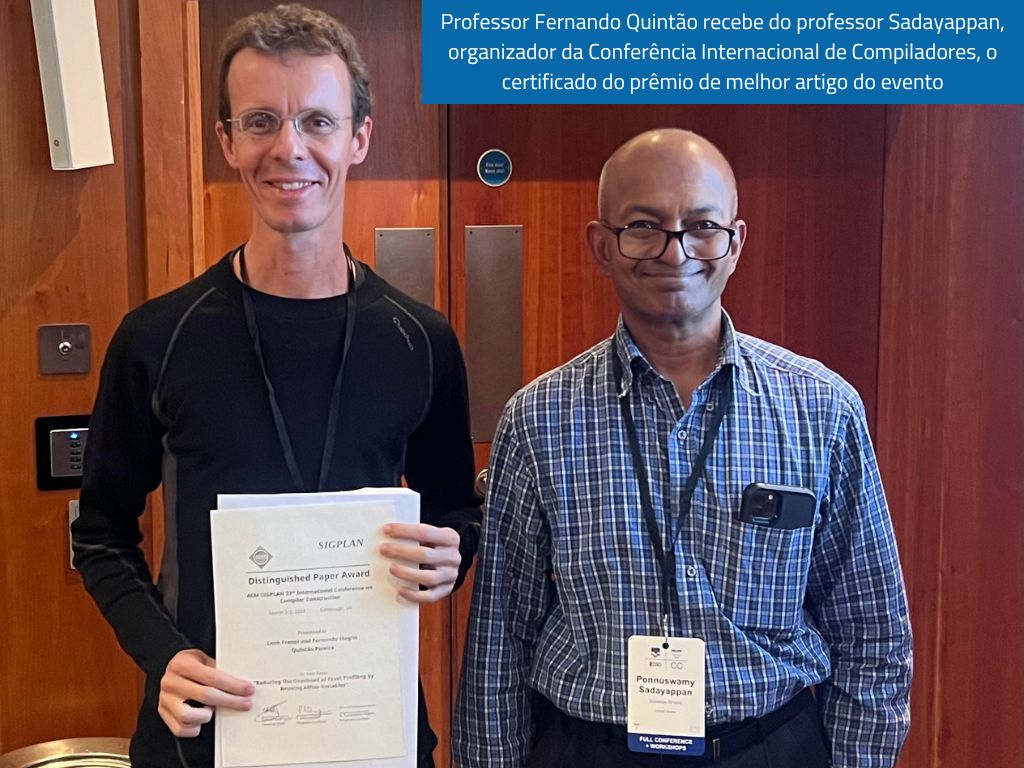 Artigo do aluno Léon Frenot, orientado pelo professor Fernando Quintão, é premiado em Conferência Internacional